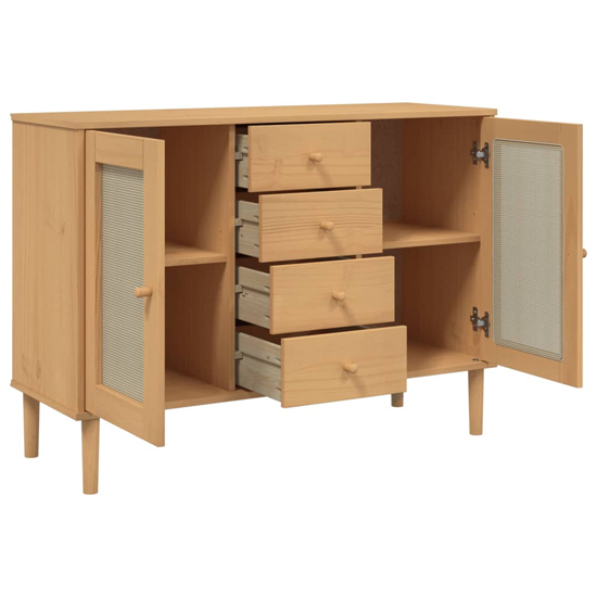 Fenland Wooden Sideboard With 2 Doors 4 Drawers In Brown