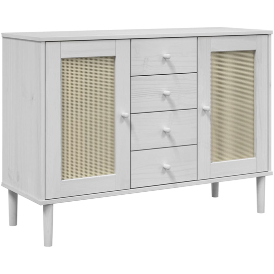 Fenland Wooden Sideboard With 2 Doors 4 Drawers In White