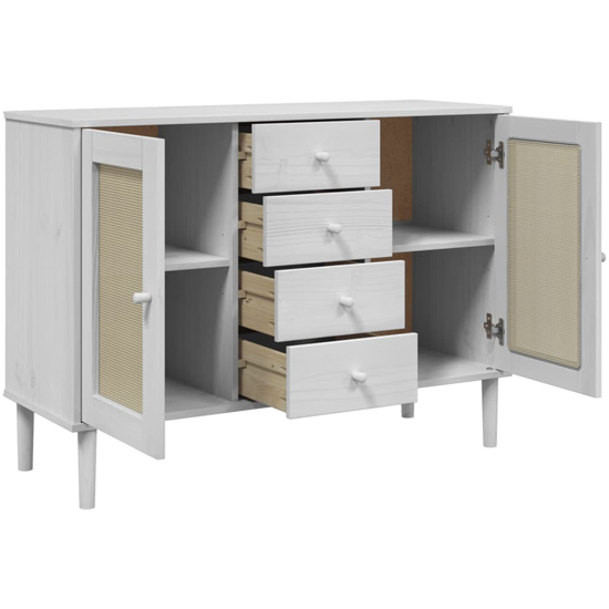 Fenland Wooden Sideboard With 2 Doors 4 Drawers In White