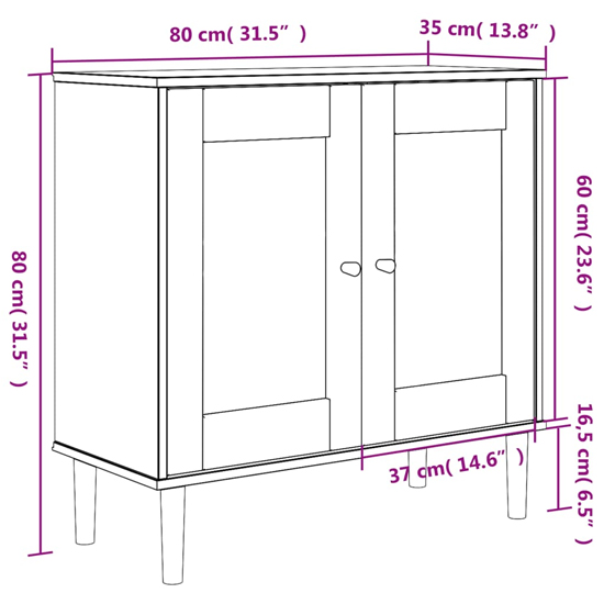 Fenland Wooden Sideboard With 2 Doors In Brown