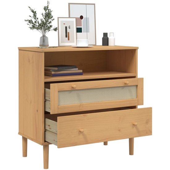 Fenland Wooden Storage Cabinet With 2 Drawers In Brown