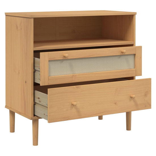 Fenland Wooden Storage Cabinet With 2 Drawers In Brown