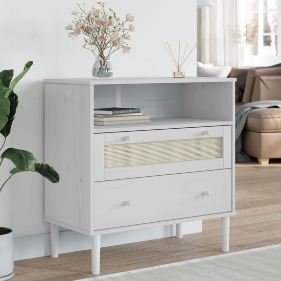 Product photograph of Fenland Wooden Storage Cabinet With 2 Drawers In White from Furniture in Fashion