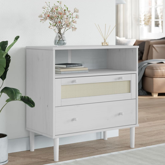 Read more about Fenland wooden storage cabinet with 2 drawers in white