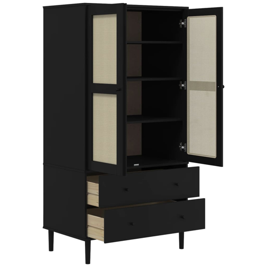Fenland Wooden Wardrobe With 2 Door 2 Drawer In Black
