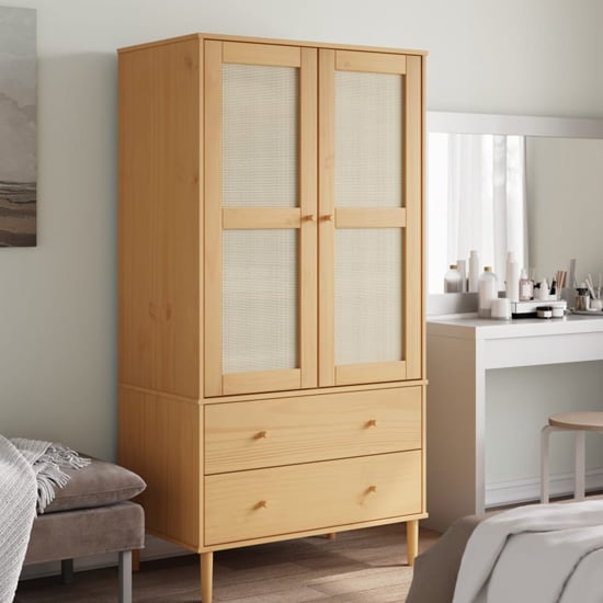 Read more about Fenland wooden wardrobe with 2 door 2 drawer in brown