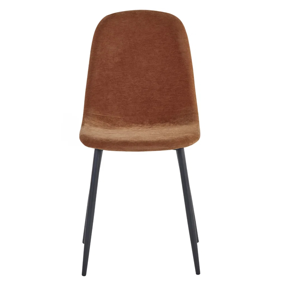Fenlora Round Green Wooden Dining Table with 4 Keno Terracotta Fabric Chairs