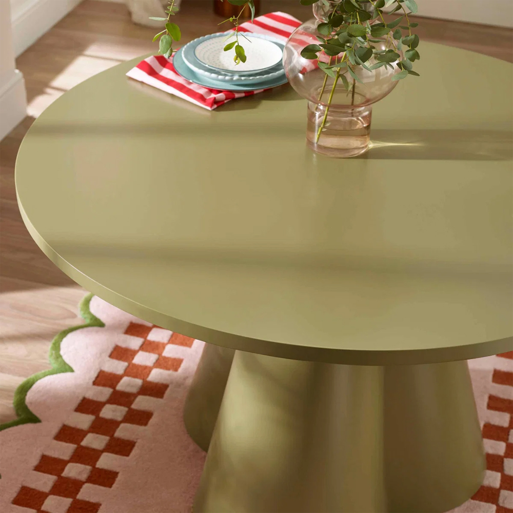 Fenlora Round Wooden Dining Table in Green