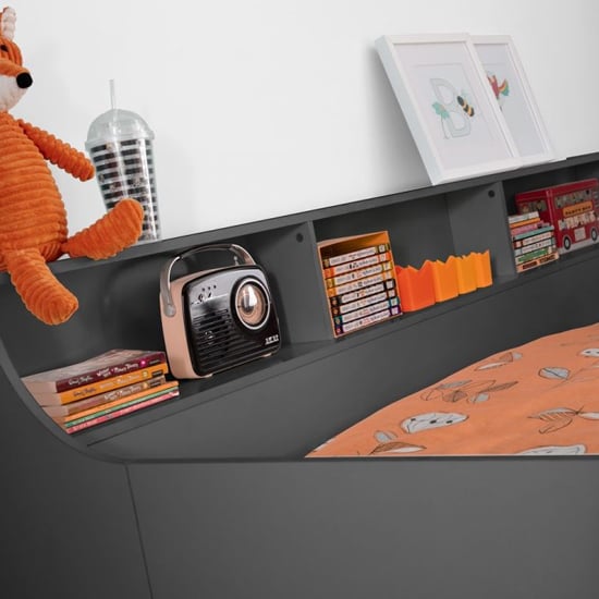 Jadiel Midsleeper Storage Children Bed In Anthracite With Desk