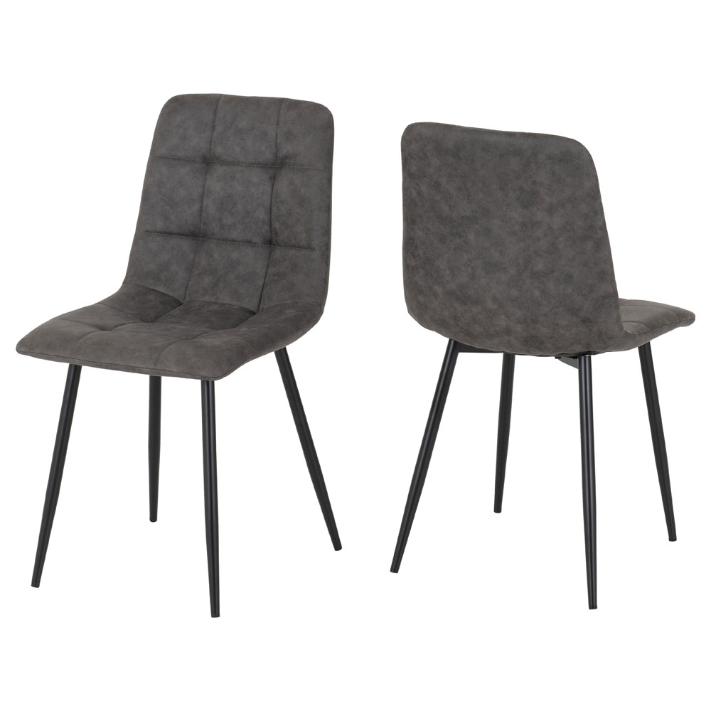 Fenvio White Marble Stone Effect Dining Table with 6 Dark Grey Chairs