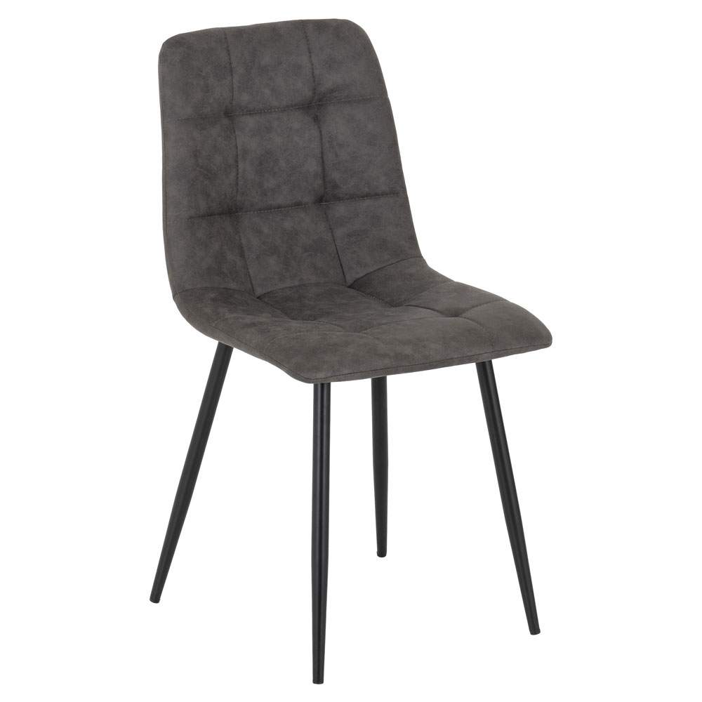 Fenvio White Marble Stone Effect Dining Table with 6 Dark Grey Chairs