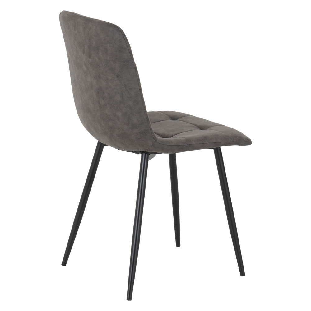 Fenvio White Marble Stone Effect Dining Table with 6 Dark Grey Chairs