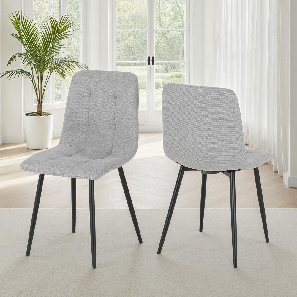 Fenvio White Marble Stone Effect Dining Table with 6 Light Grey Chairs