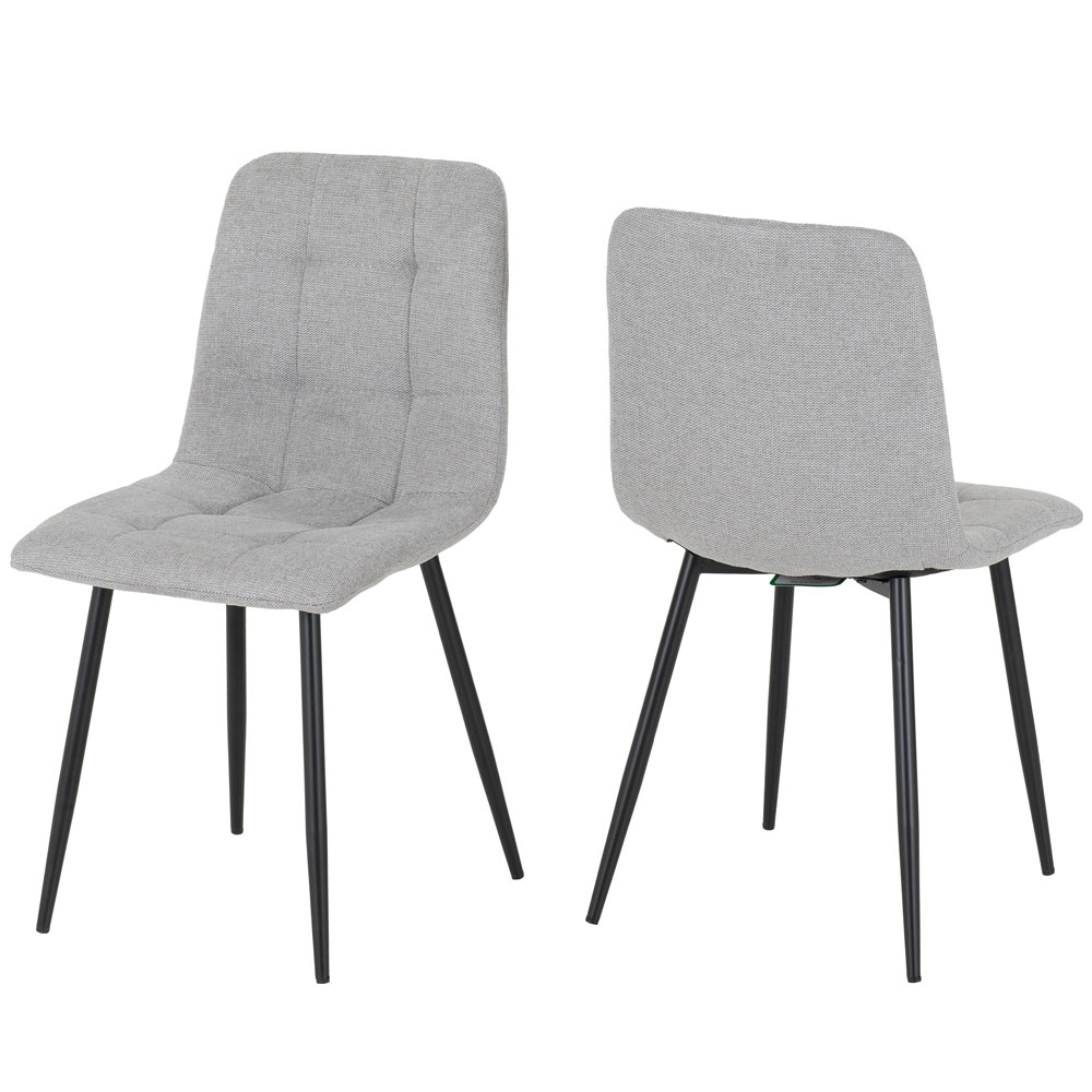 Fenvio White Marble Stone Effect Dining Table with 6 Light Grey Chairs