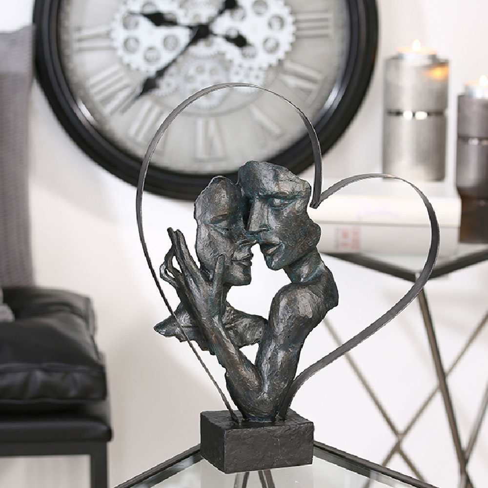 Fenvio Metal Heart Sculpture in Bronze and Antique