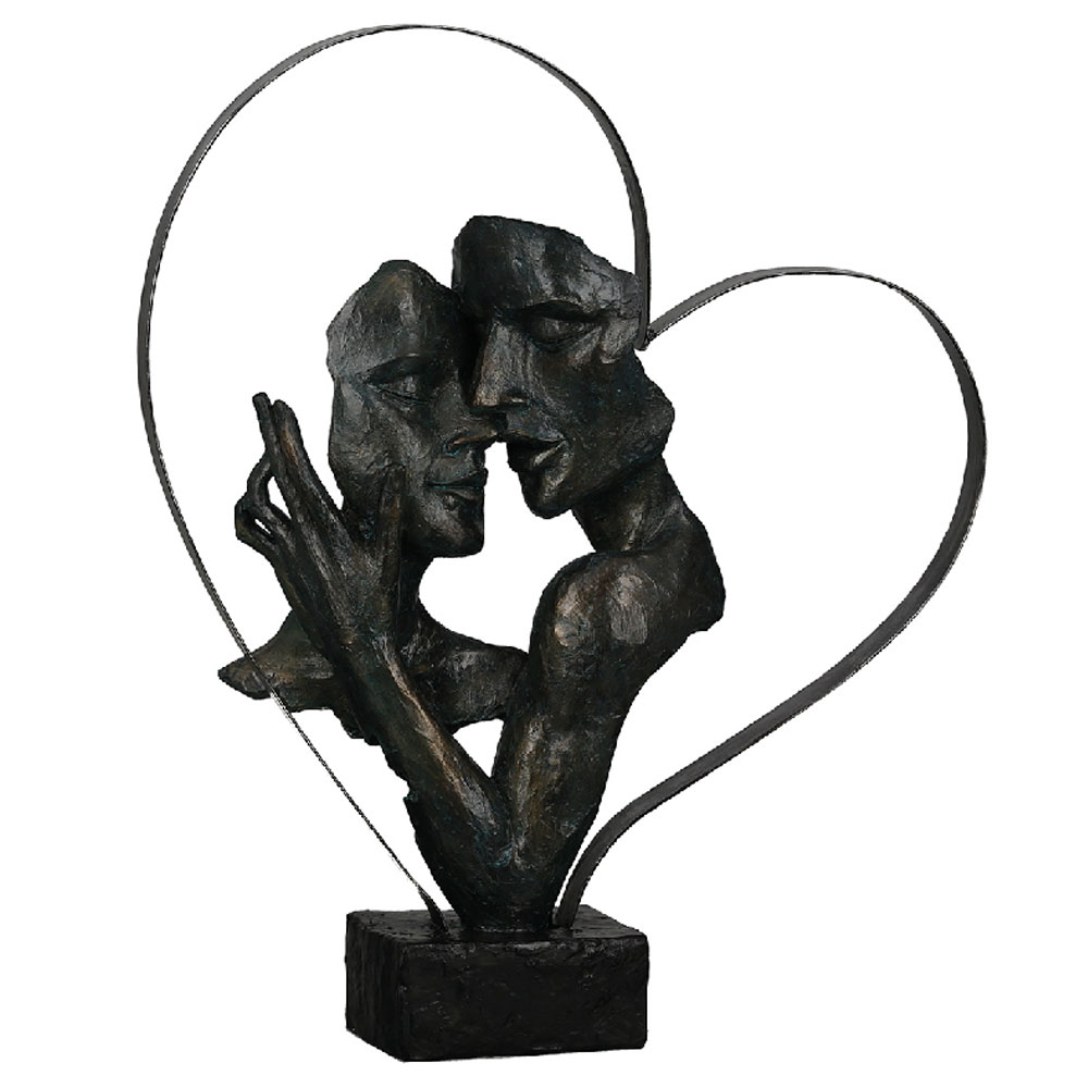 Fenvio Metal Heart Sculpture in Bronze and Antique