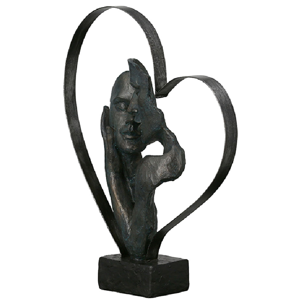 Fenvio Metal Heart Sculpture in Bronze and Antique