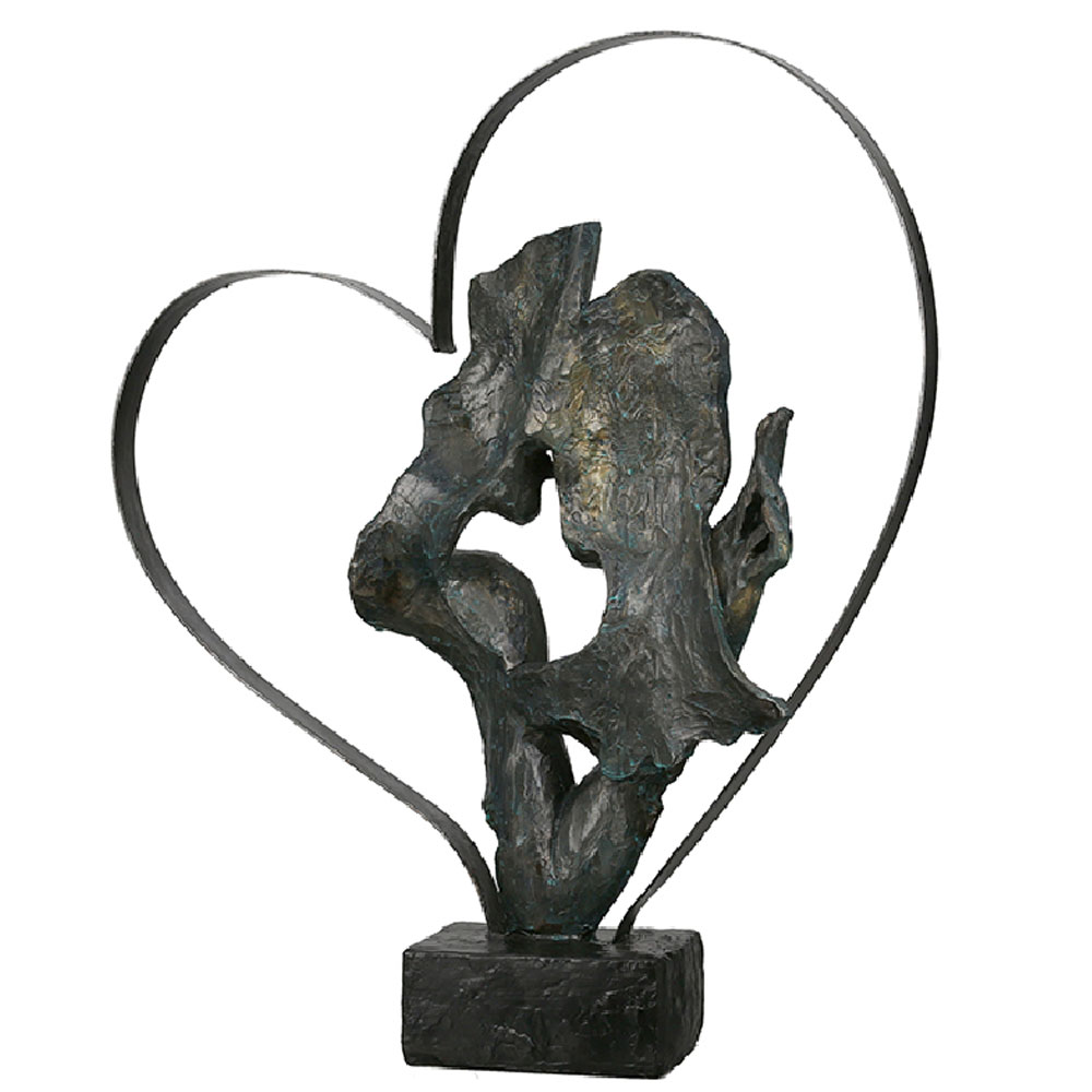 Fenvio Metal Heart Sculpture in Bronze and Antique