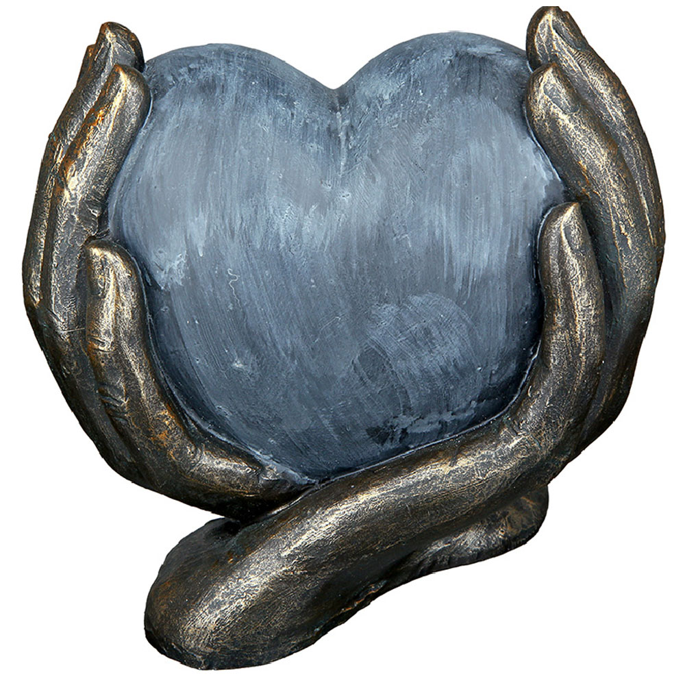 Fenvio Poly Heart in Hand Sculpture in Bronze and Grey
