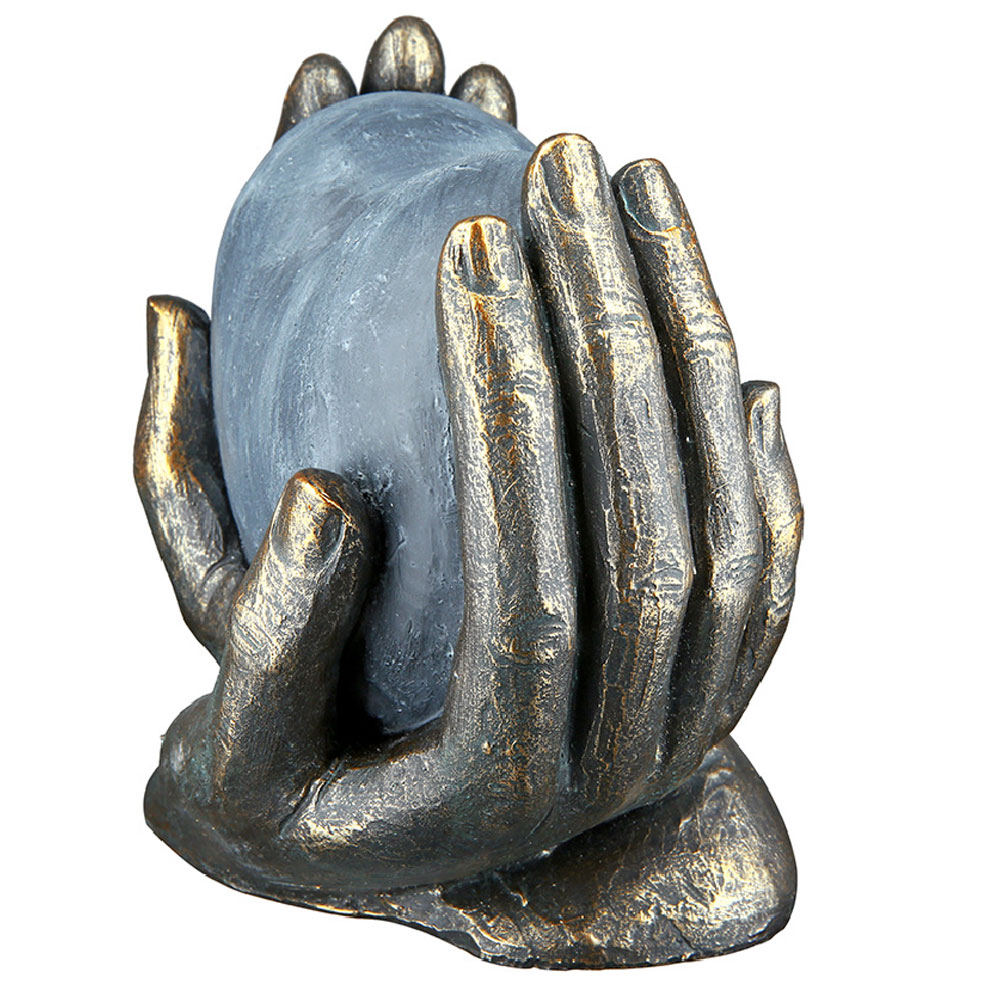 Fenvio Poly Heart in Hand Sculpture in Bronze and Grey