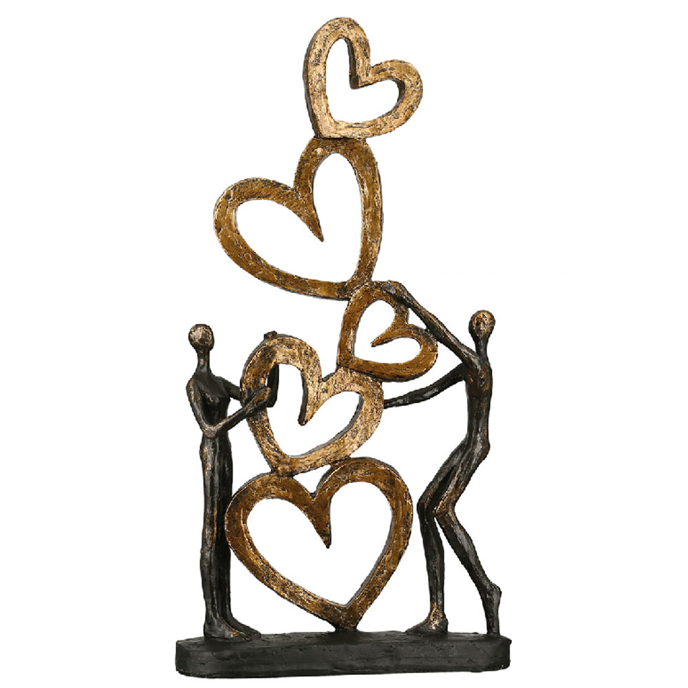 Fenvio Poly Heart Sculpture in Bronze and Gold