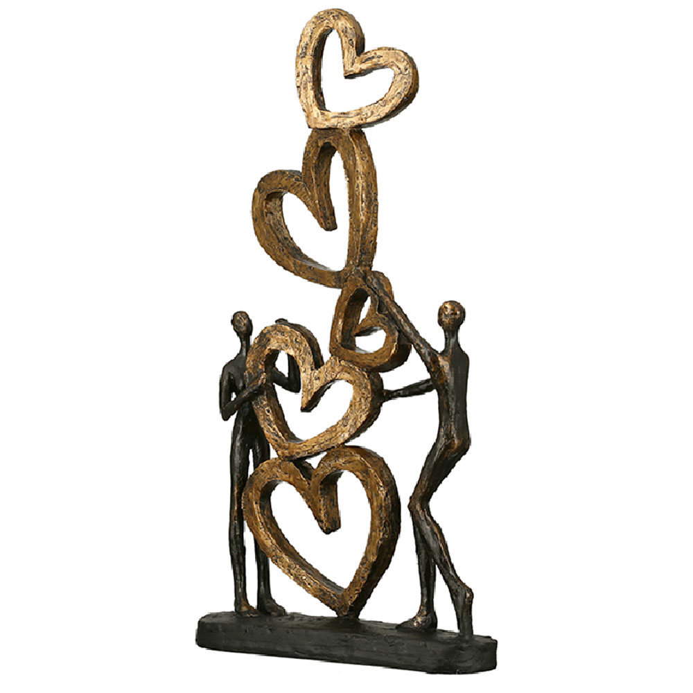 Fenvio Poly Heart Sculpture in Bronze and Gold
