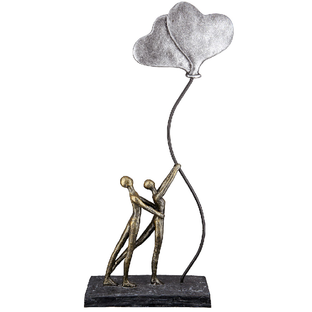Fenvio Synthetic Resin Couple With Ballon Sculpture in Antique and Bronze
