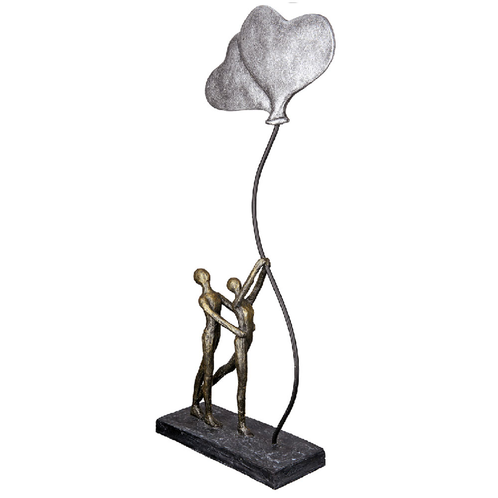 Fenvio Synthetic Resin Couple With Ballon Sculpture in Antique and Bronze