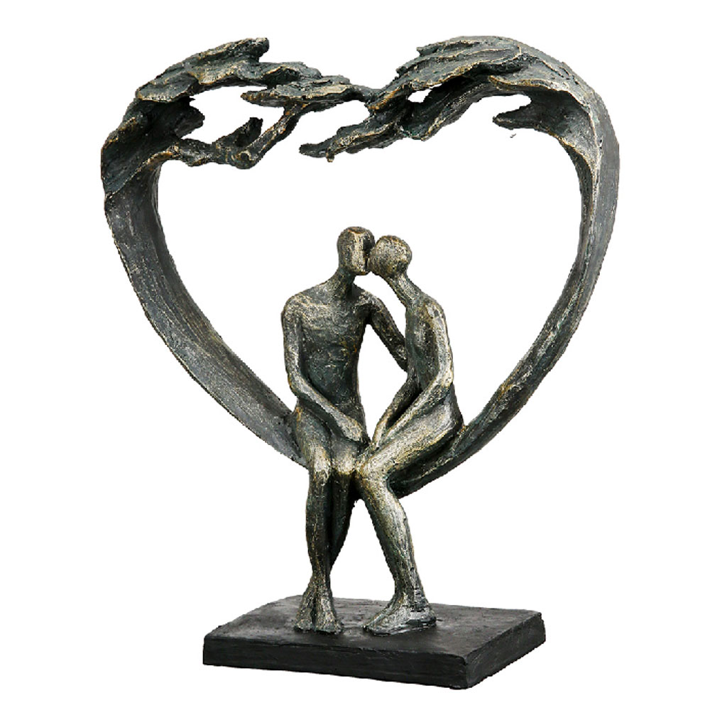 Fenvio Synthetic Resin Couple Kiss Under Tree Sculpture in Antique and Bronze