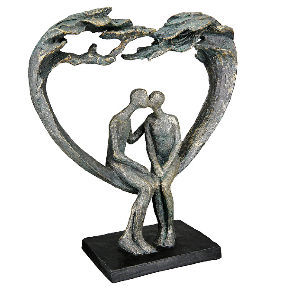 Fenvio Synthetic Resin Couple Kiss Under Tree Sculpture in Antique and Bronze