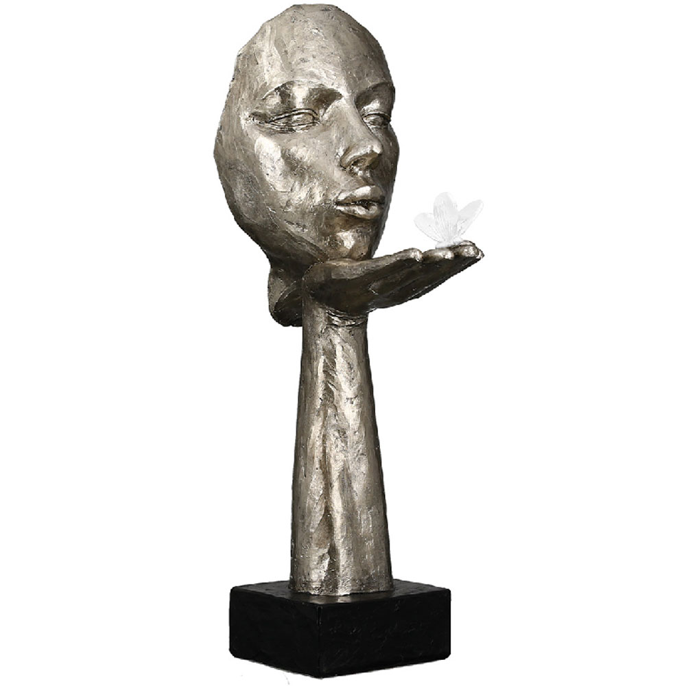 Fenvio Synthetic Resin Desire Face Sculpture in Antique and Silver