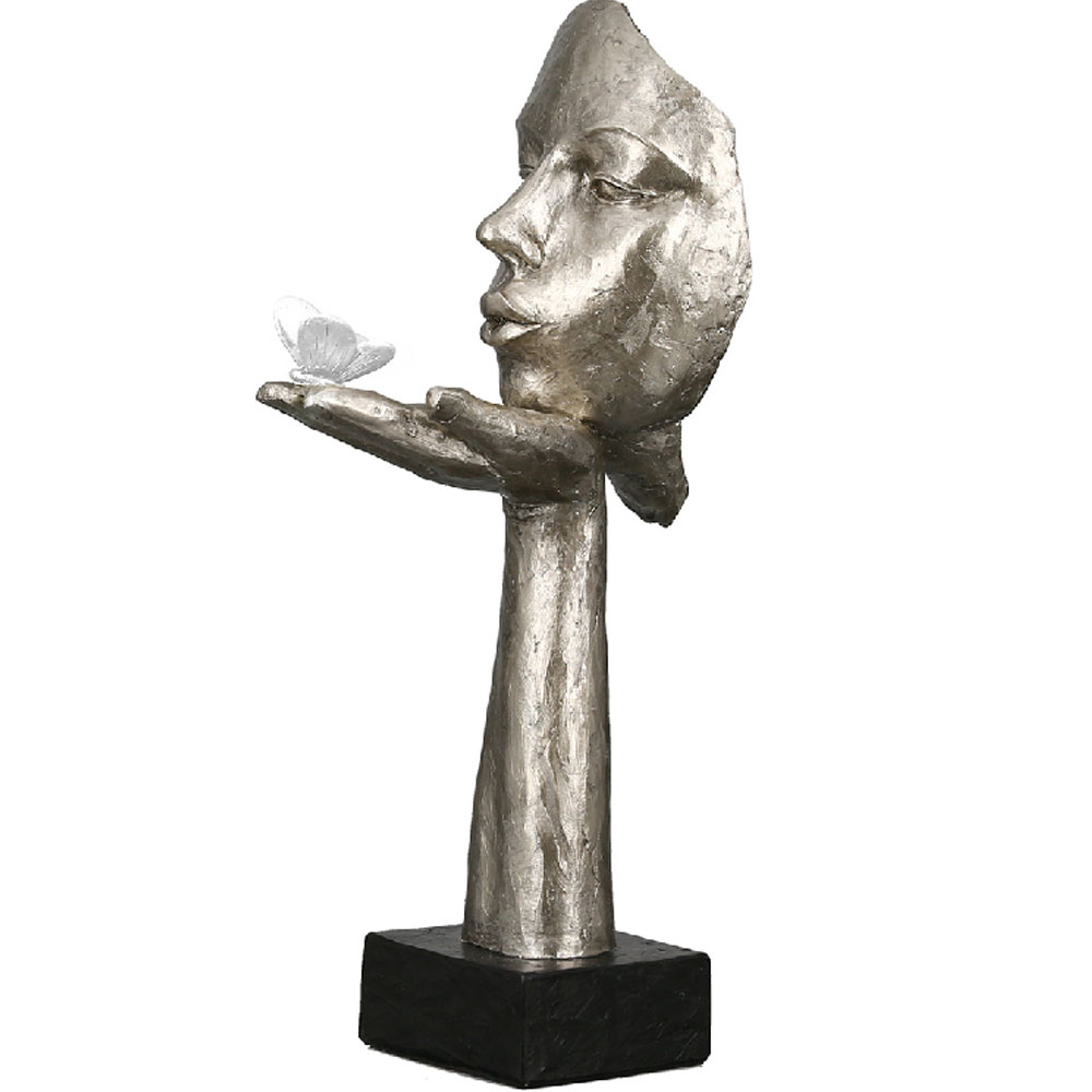 Fenvio Synthetic Resin Desire Face Sculpture in Antique and Silver
