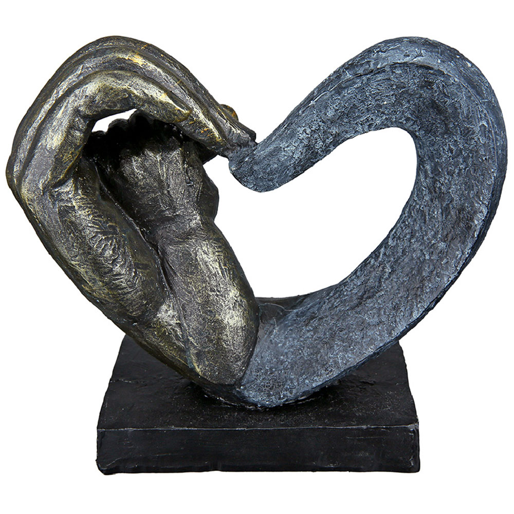 Fenvio Synthetic Resin Hands Of Love Sculpture in Bronze and Grey