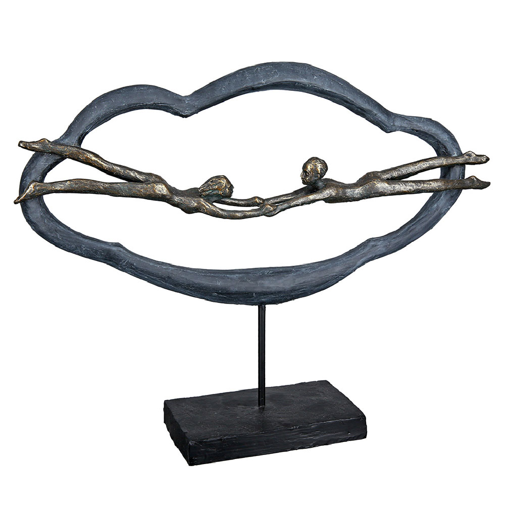 Fenvio Synthetic Resin Love is in the Air Sculpture in Bronze and Grey