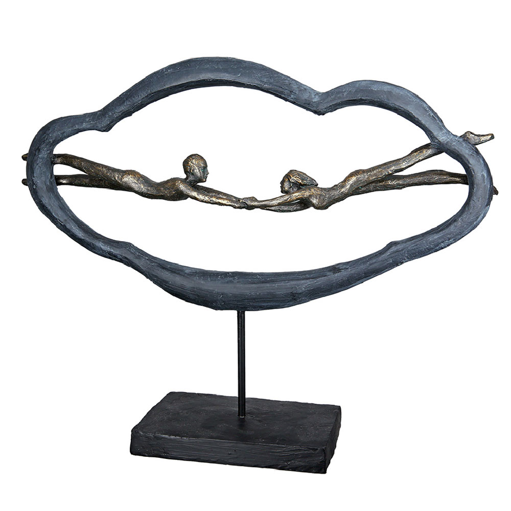 Fenvio Synthetic Resin Love is in the Air Sculpture in Bronze and Grey