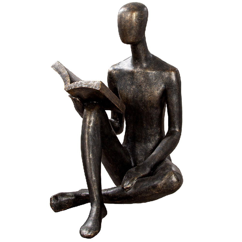 Fenvio Synthetic Resin Person Reading Sculpture in Antique and Bronze