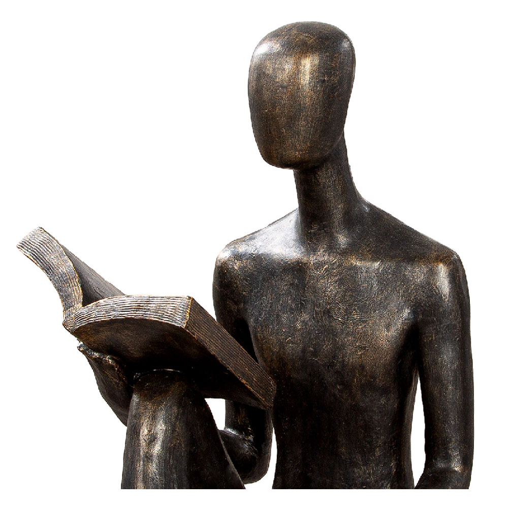 Fenvio Synthetic Resin Person Reading Sculpture in Antique and Bronze