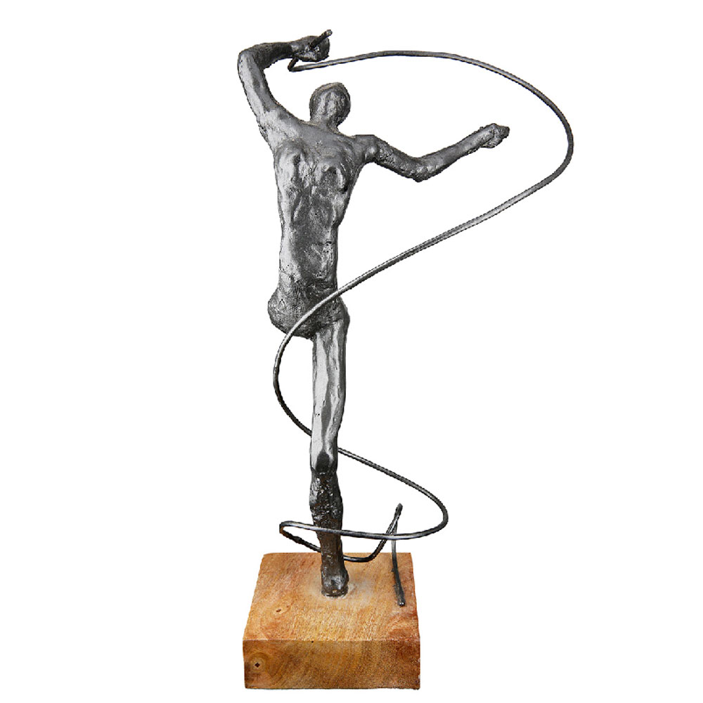 Fenvio Synthetic Resin Rhythmic Gymnast Sculpture in Anthracite