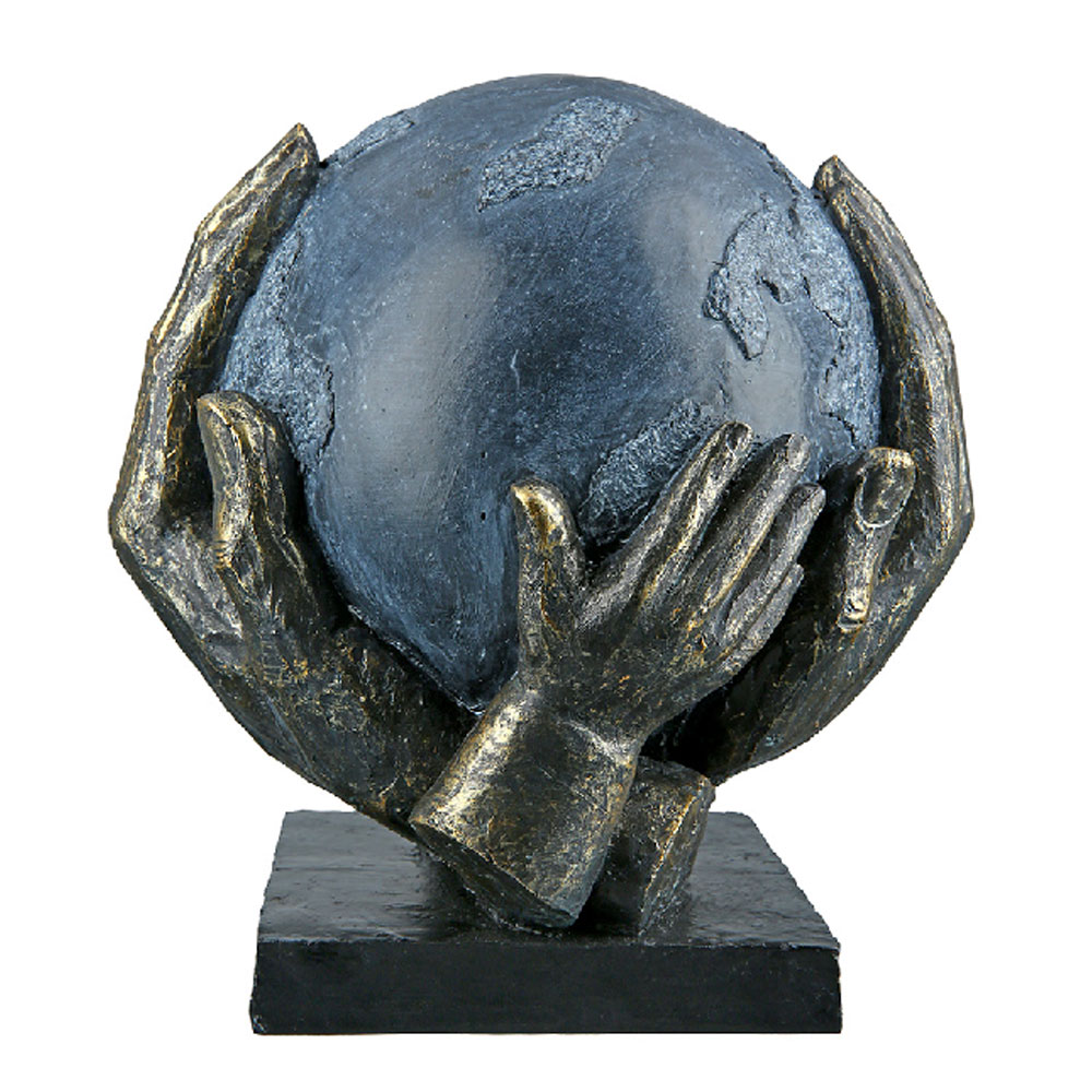 Fenvio Synthetic Resin Save The World Sculpture in Grey and Antique