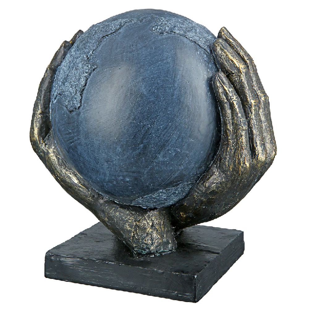 Fenvio Synthetic Resin Save The World Sculpture in Grey and Antique