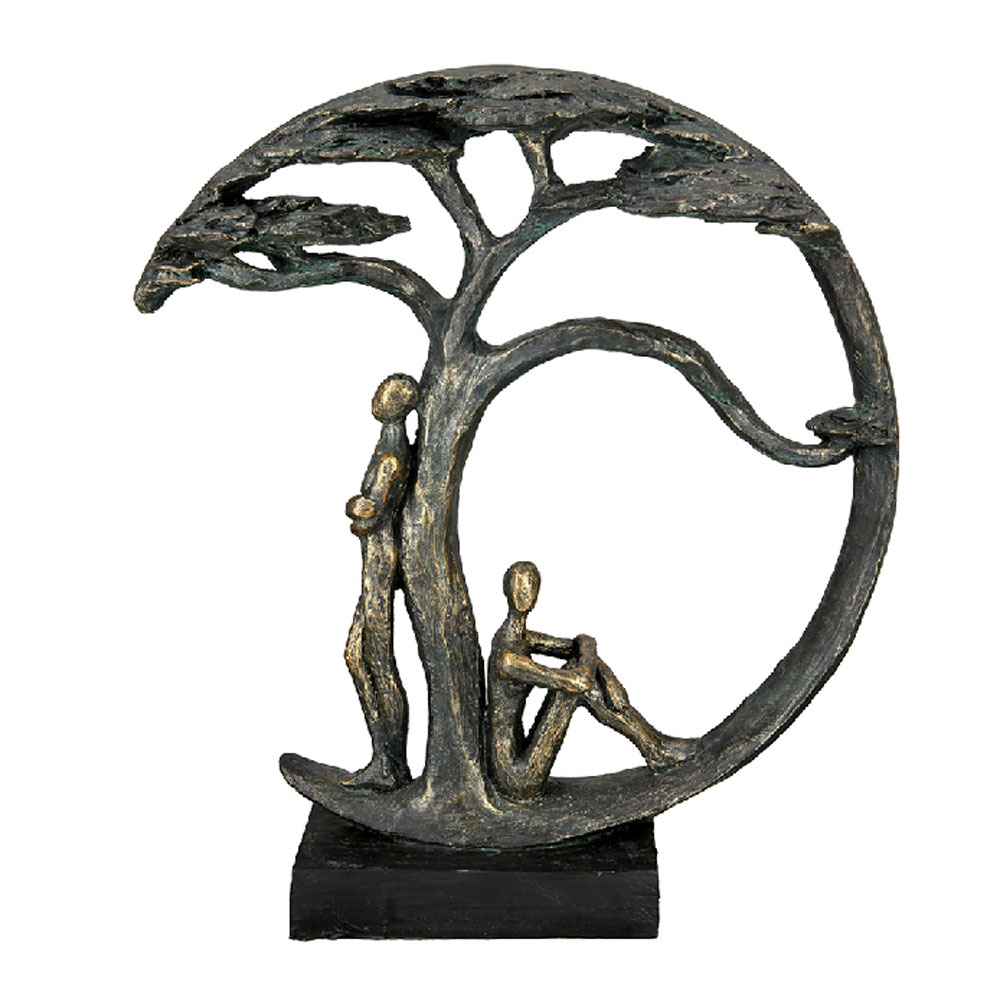 Fenvio Synthetic Resin Seating Under Tree Shadow Sculpture in Antique and Bronze