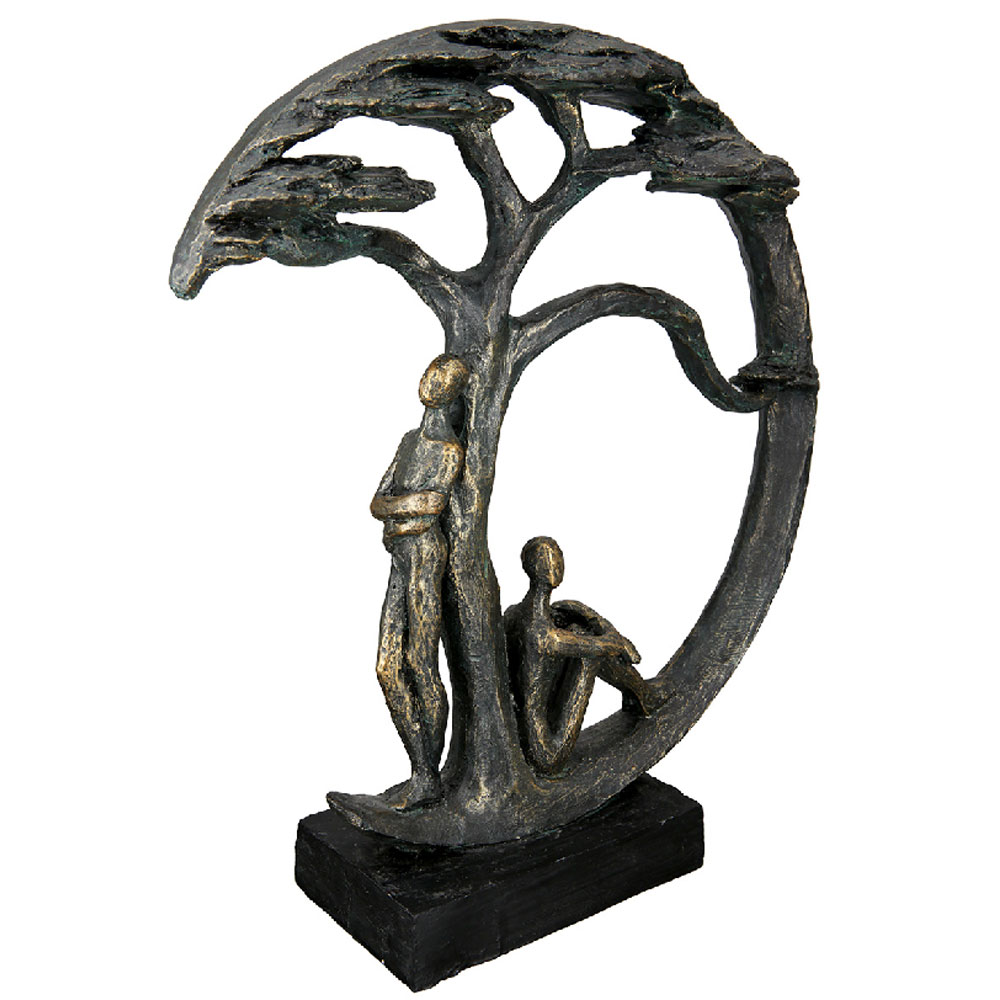 Fenvio Synthetic Resin Seating Under Tree Shadow Sculpture in Antique and Bronze