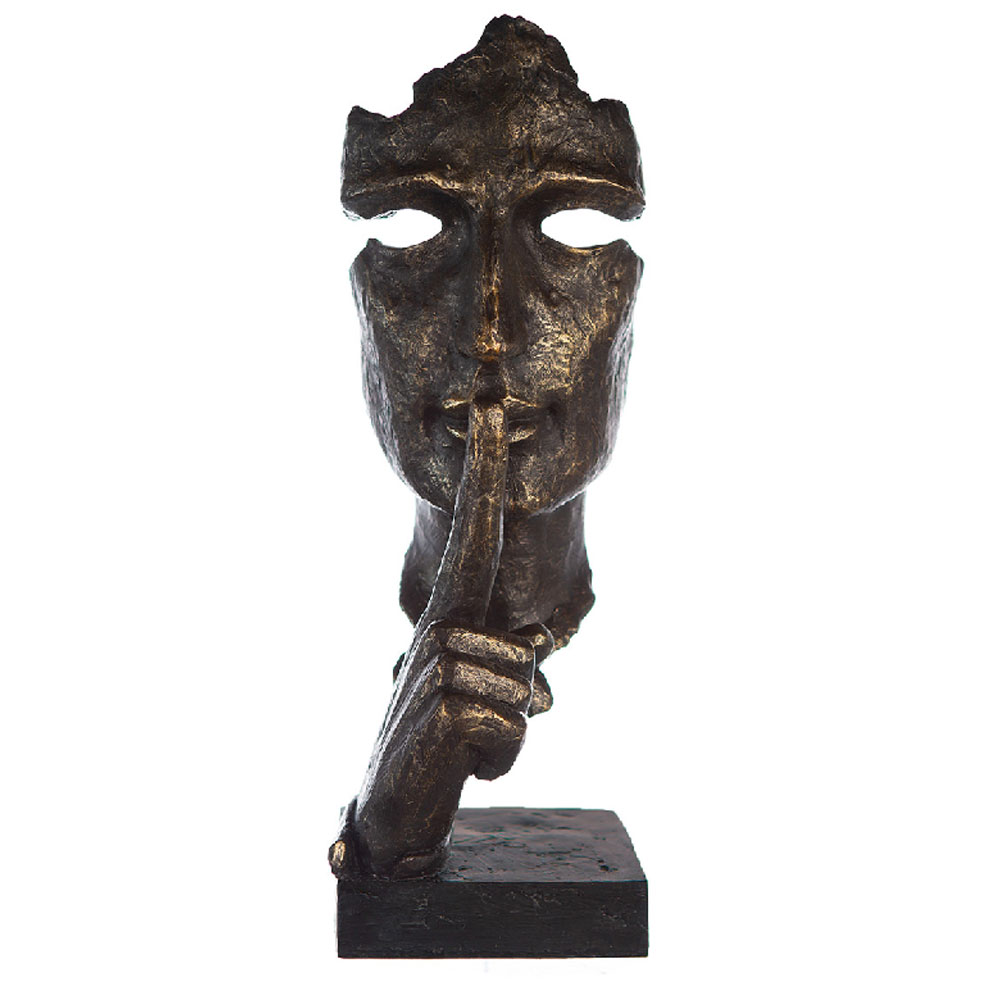 Fenvio Synthetic Resin Silence Face Sculpture in Antique and Bronze