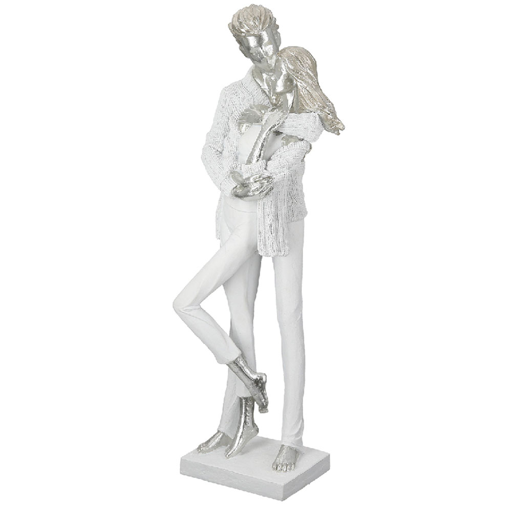 Fenvio Synthetic Resin White Couple Sculpture