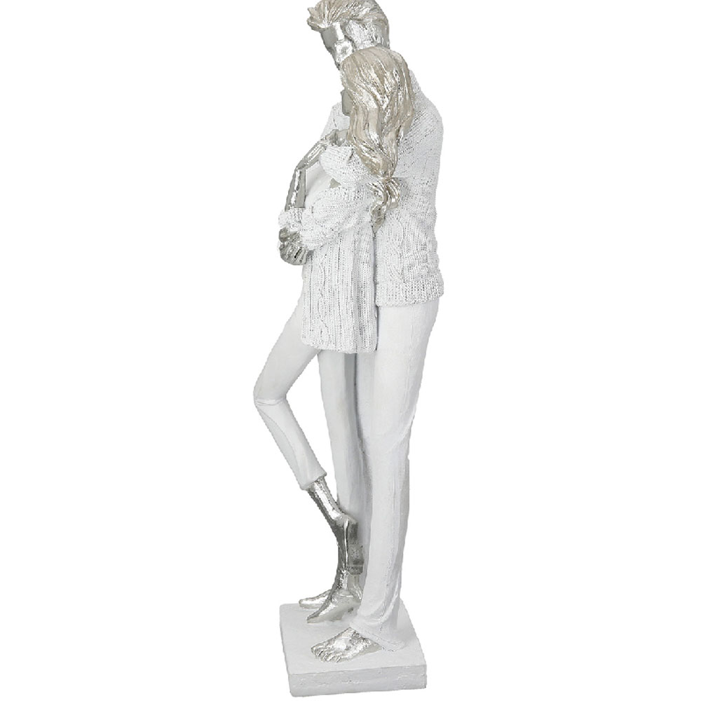 Fenvio Synthetic Resin White Couple Sculpture