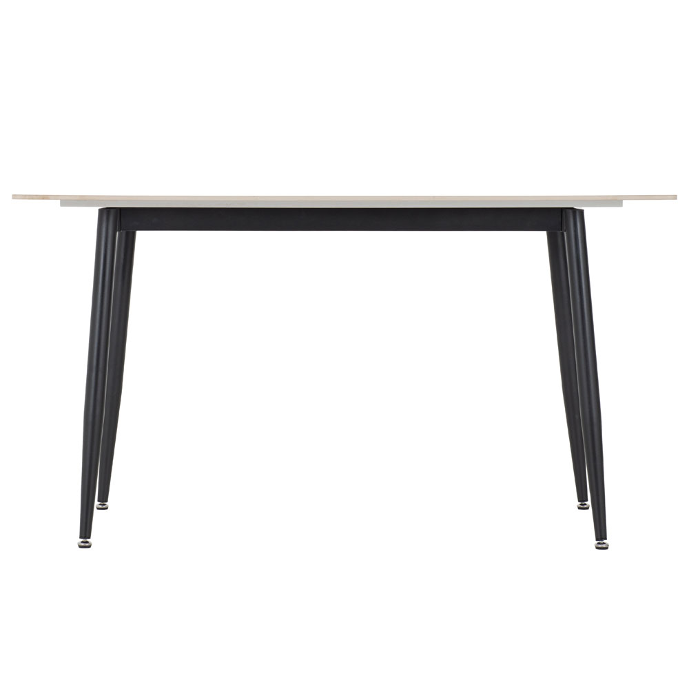 Fenvio White Marble Stone Effect Dining Table with 6 Dark Grey Chairs