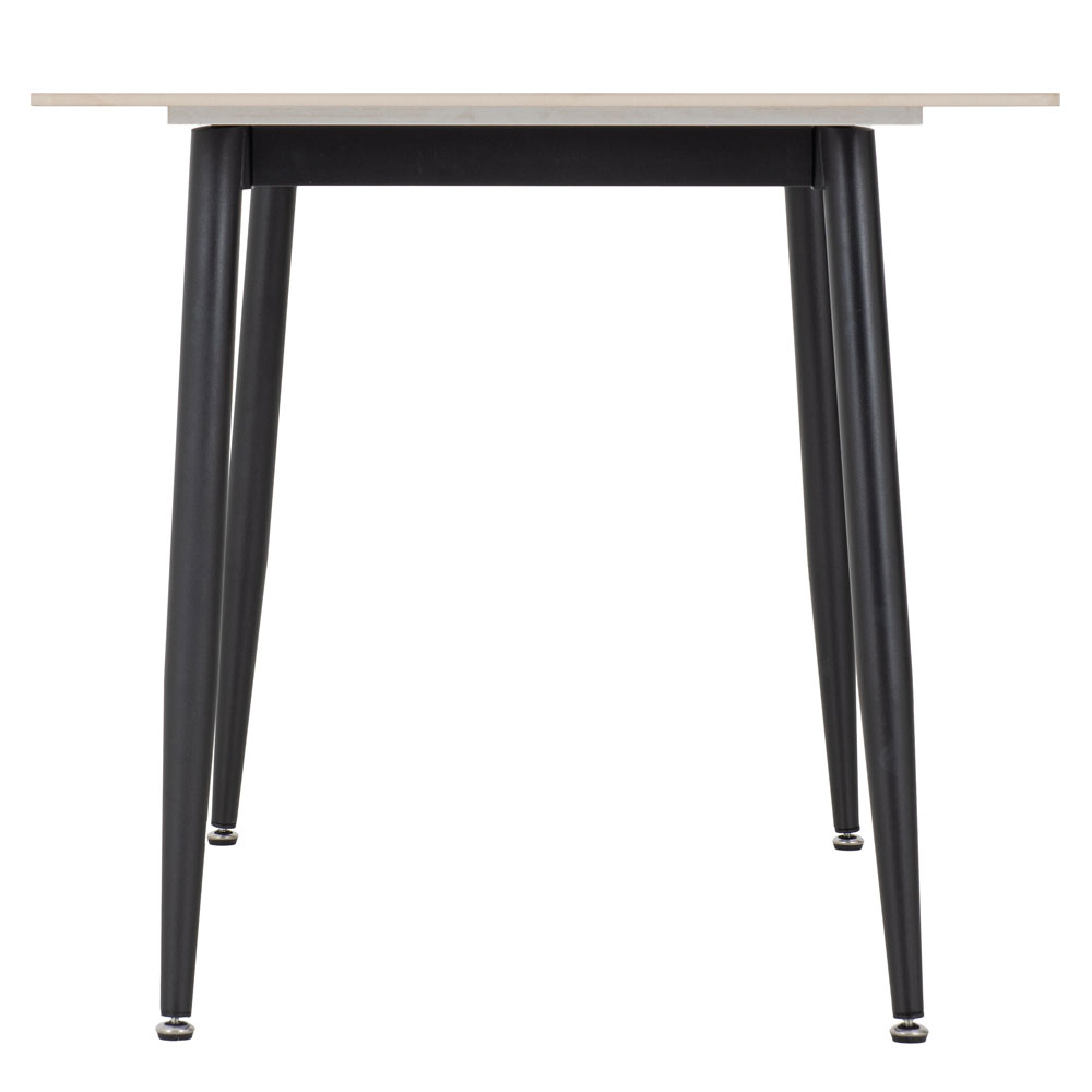Fenvio White Marble Stone Effect Dining Table with 6 Dark Grey Chairs