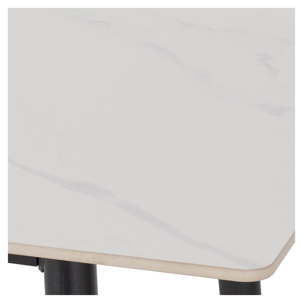Fenvio White Marble Stone Effect Dining Table with 6 Dark Grey Chairs