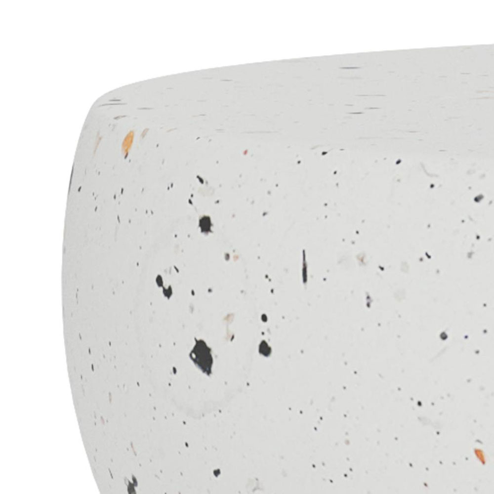 Fenvora Round Fiber Cement Side Table in Matt White Terrazzo