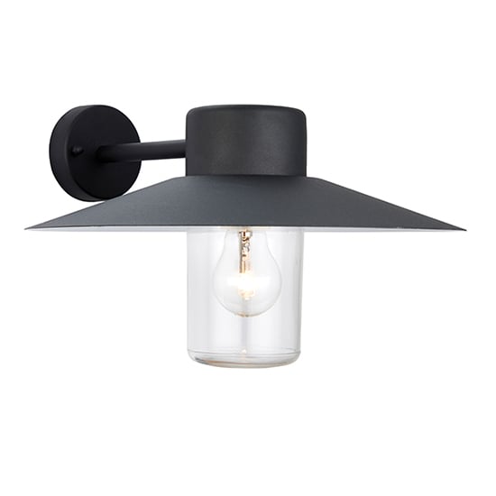 Product photograph of Fenwick Clear Glass Wall Light In Textured Black from Furniture in Fashion